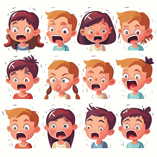 child expressions vector illustration set , isolated, white background