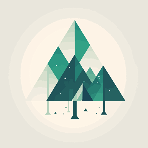 Minimalist vector logoof triangles placed above each crossing point represent spruce trees, adding a modern, geometric touch. The triangles gradually increase in size as they move upwards, creating an abstract forest effect. ::2