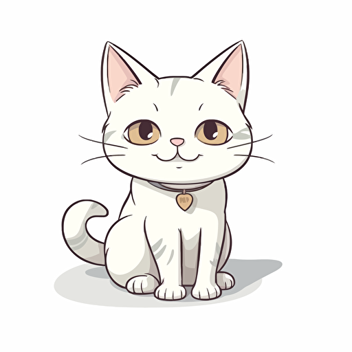 cute happy cartoon cat, vector art, white background