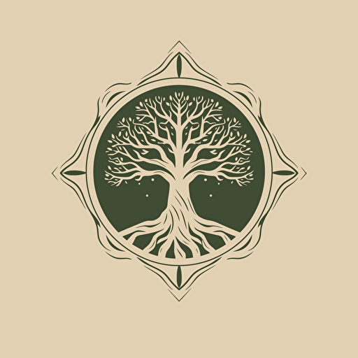 Iggdrasil high-detail digital stylized vector logo for university, streamlined design, monochromatic, minimalist