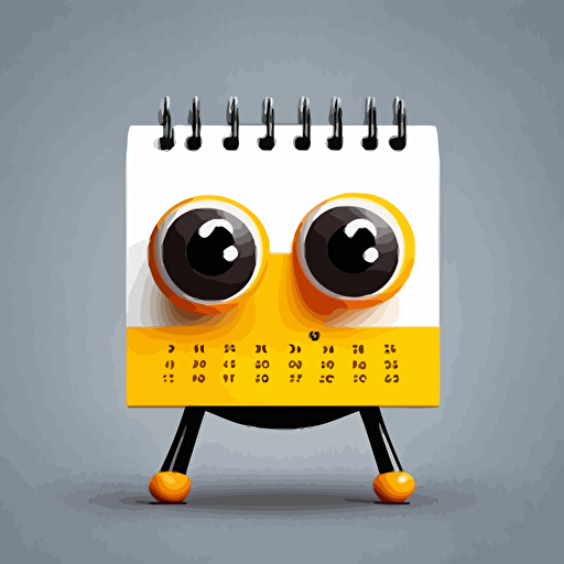 calendar logo with eyes, legs, arms, smile, modern, vector