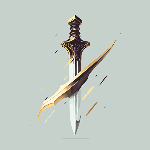Sword in motion, symbolic, simple, iconic, vector illustration