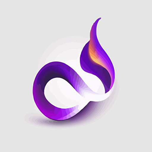 minimalist, logo, infinity symbol, small flame, white background, purple, vector, no shadows