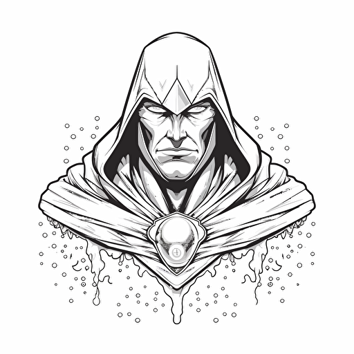 a water drop superhero bust, minimalism concept art, vector draw, black and white, coloring page, outline only, intricate details, powefull, inspiring