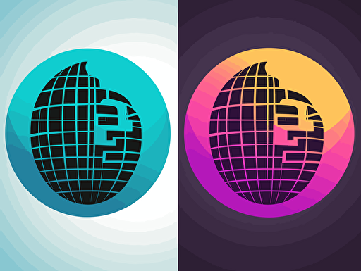 mimimal disco ball logo, 2 dimension, one color, vector, modern clean los angeles style