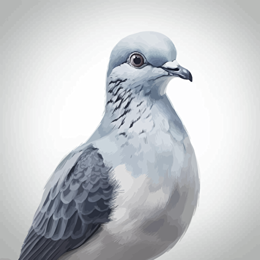 Dove bird looking straight in the camera, white bg, vector