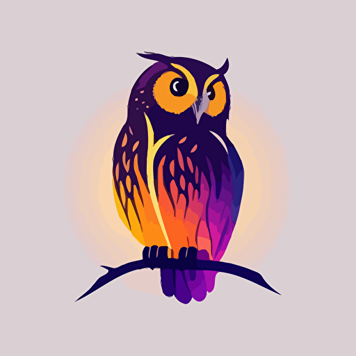 simple bi-color vector logo of an owl, simple, 2-D, flat