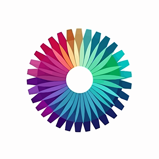 Colorful Abstract Vector Logo, circle shape, radial repeat, white background