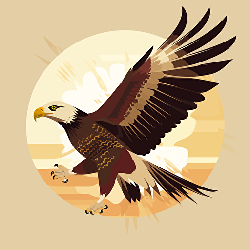 Native American vector art of a bald Eagle in flight