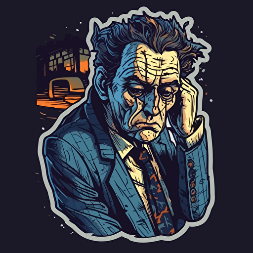 Insomnia,Horror, Sticker, 80s horror comic art, Vector,