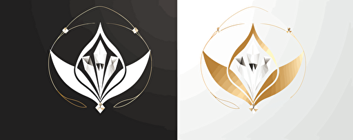 flat vector logo for a jewlery business, gold, white, minimal