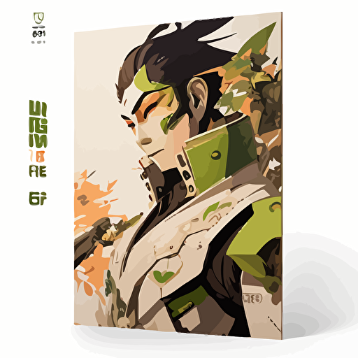pdf vector flat art Overwatch 2 Genji intricate Japanese