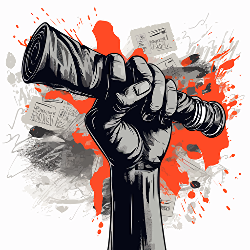 a vector image of a black hand holding up a diploma, graffiti style