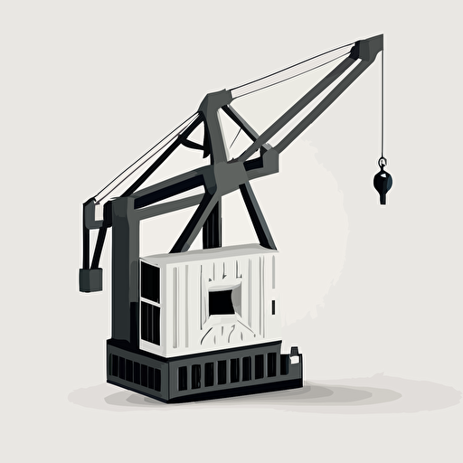 small portal crane, white background, vector, sea container, logo, black color