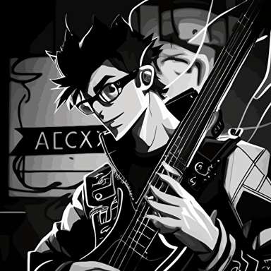 a black and white vector of zac from league of legends playing the bass