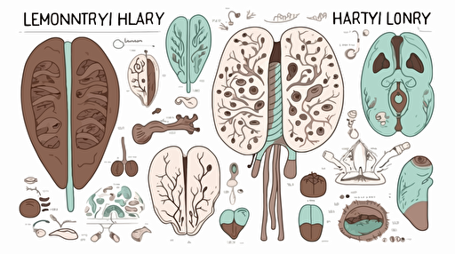 Human internal anatomy in cartoon vector style. brain and kidney, liver and lung, stomach and heart illustration. white background