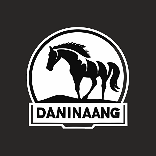 Dinamic simple logo design of mustang horse, flat 2d, vector, company logo, mcdonalds style, color black and white