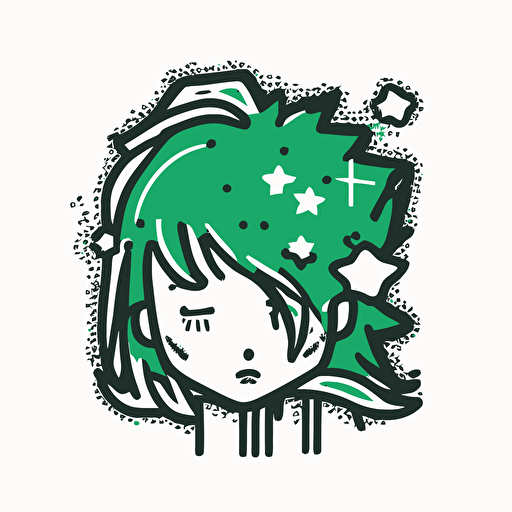 LINE sticker vector design, green plus, white outline, drawn with adobe illustrator
