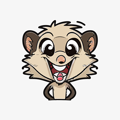 cartoon smiling happy opossum emoji style transparent backgroung vector