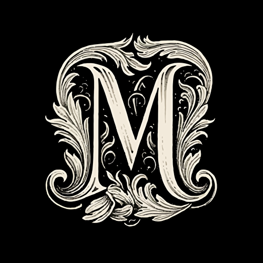 vector initials T and M simple black script
