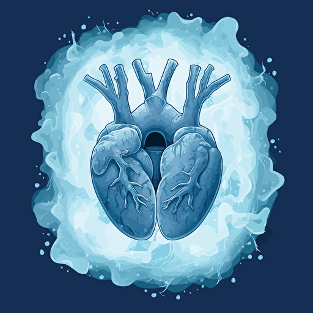 a frozen lung surrounded by ice, vector art