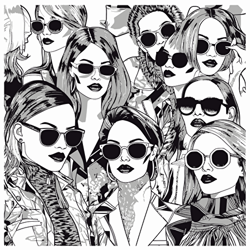 fashion collage colouring page in the style of Tom ford black and white flat vector image