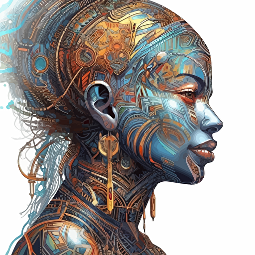 logo vector for an AI and humans painting converge ultra detailed and unique and exotic looking, hyper detailed and very good