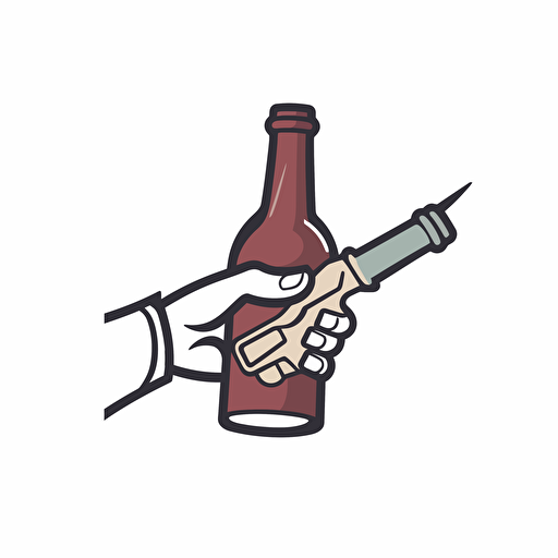 bottle of wine passed from hand to hand like a baton vector logo