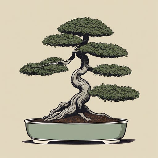 Bonsai tree in a ceramic pot.