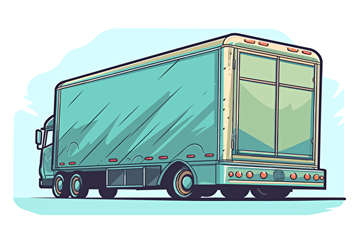 2d illustration, two toned trailer simple vector sticker
