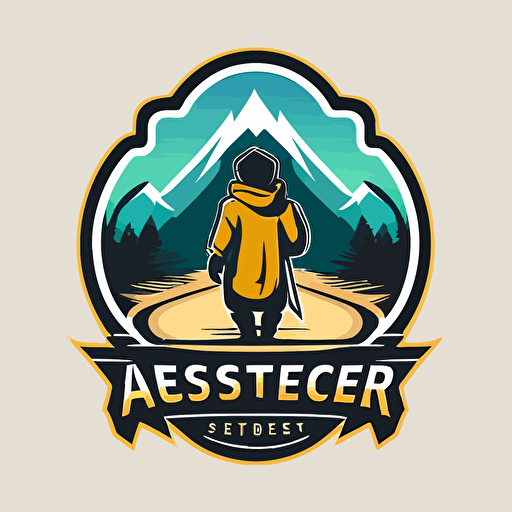 mascot logo of a seeker's journey, logo, simple, vector.