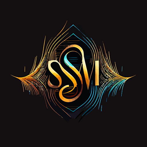stylized lettermark logo with the letters S and M overlaid on top of each other in a way that looks like sound waves, vector