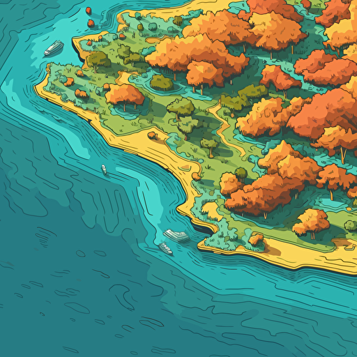 atolls close up view flat vector drawing bright colours ar 16:9