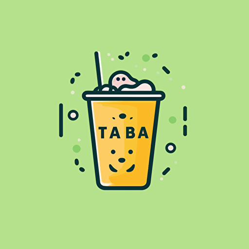 logo design, boba tea shop, flat, 2D, light green, simple style, vector