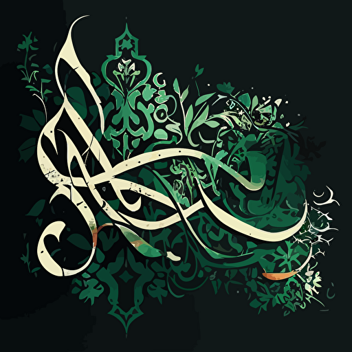 type "Alpha Green" but arabic script style: make it readable:beautiful:use one color only:plain background, no shadows:vector