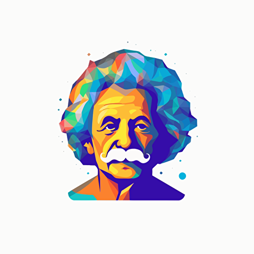 logo of the channel dedicated to the neural network, with the image of Einstein's face in front, simple, vector, without text