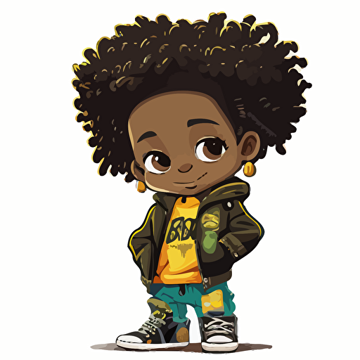 vector image of cute black kid as the mascot of a urban childrens clothing brand