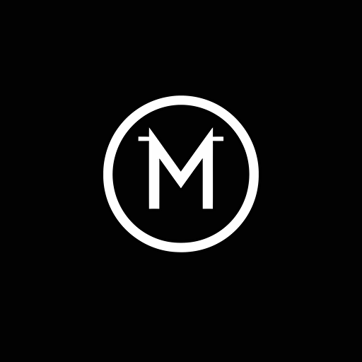 create a simple, clean, minimal, flat, vector logo using the letters "T" and "M" in black and white