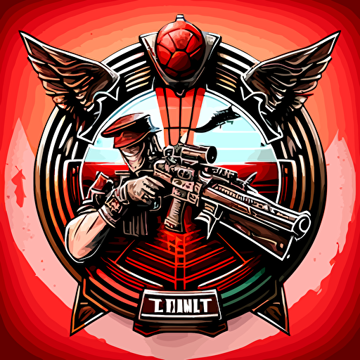 an emblem for a tournament where two content creators play a game against each other, fortnite, military, crosshairs, battle, youtube, twitch vector