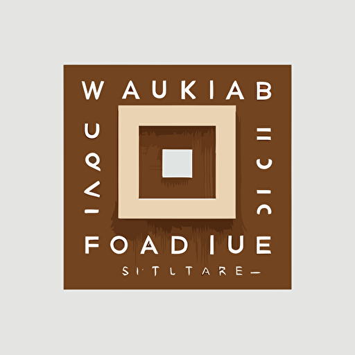 logo design for furniture workshop, name "wood in a square", square, bauhaus, Paul Rand, Artemy Lebedev, flat, vector, minimal, white background