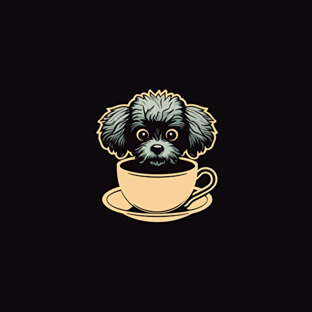 A vector logo of a teacup poodle, simple, memorable, sophisticated, elegant, luxurious, high-end, charming