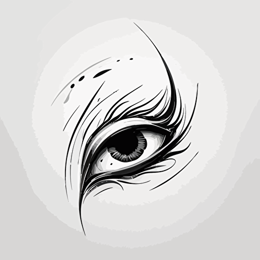 Abstract, minimalist, agressive wraith dragon eye in the style of a single line drawing, Vector, white background, masterpiece, trending on Artstation and Dribbble