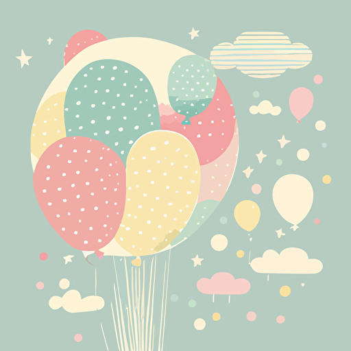 illustration of balloon, birthday, cute, pastel color, vector