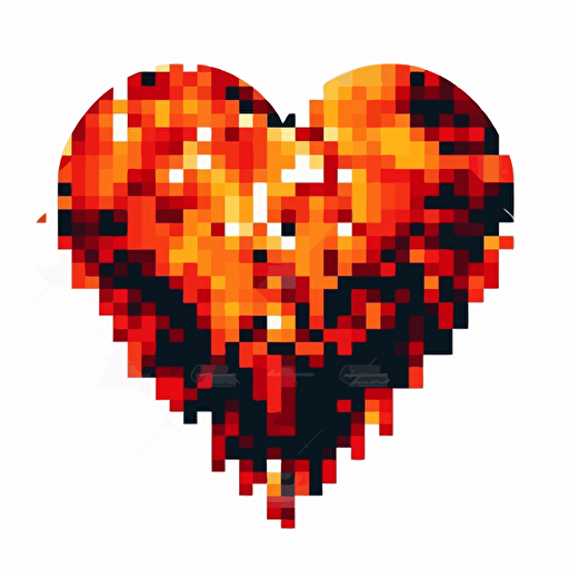image of a heart, abstract, kingdom pixel art style, strong contrast, vector, white background