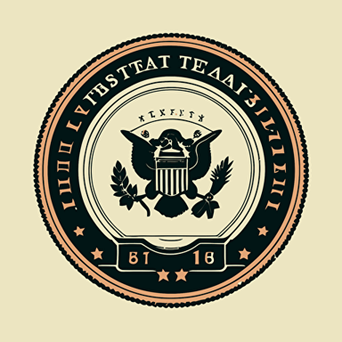Minimalist vector emblem representing US treasury bill, in the style of a US Dollar