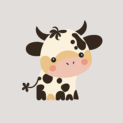 cute cow kawaii style, vector, high resolution, simple, minimalistic, white background