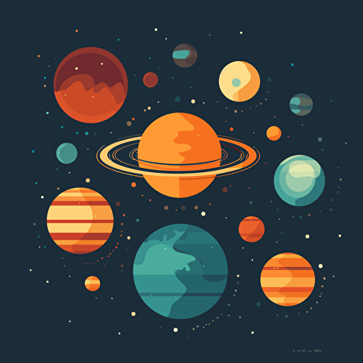 planets in different shapes, vector, a simple drawing, q 2