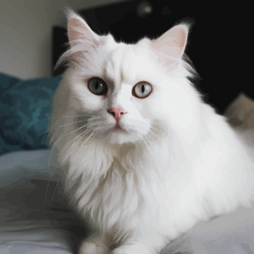 Persian::2 cat::2, White::3 background, color Pencil sketch by Leng Junm,head, big eyes, vector of a cute happy , smile,