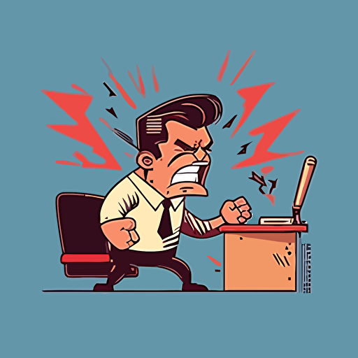 frustrated boss simple and modern vector 2d