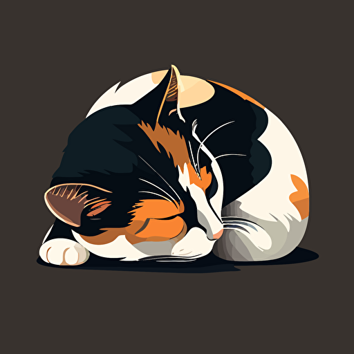 simplistic vector sleeping calico cat
